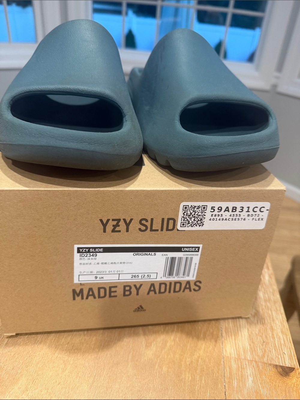 adidas YZY Slide men's - Slate Blue Green size 9